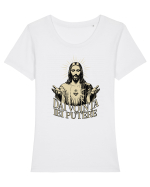 Credinta, religie- Dai voința iei putere Tricou mânecă scurtă guler larg fitted Damă Expresser