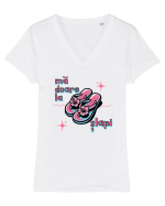De plaja - mă doare la slapi, nepăsare  Tricou mânecă scurtă guler V Damă Evoker