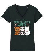 Diversitatea exista - un design cu ursi Tricou mânecă scurtă guler V Damă Evoker