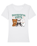 Diversitatea exista - un design cu ursi Tricou mânecă scurtă guler larg fitted Damă Expresser