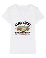 Vama Veche - plaja perfectă  Tricou mânecă scurtă guler V Damă Evoker