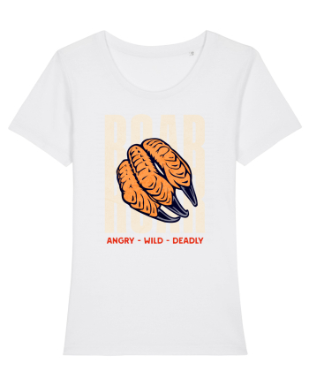 Dinozaur T-Rex Roar Dinosaur- Angry, Wild, Deadly  White