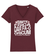 Motivational - Simte frica, ce te sperie, te formeaza Tricou mânecă scurtă guler V Damă Evoker