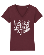 Motivational - Inspira prin actiune Tricou mânecă scurtă guler V Damă Evoker