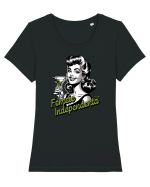 Femeie independenta  Tricou mânecă scurtă guler larg fitted Damă Expresser