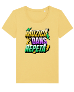 Retro- Muzica Dans Repeta Tricou mânecă scurtă guler larg fitted Damă Expresser