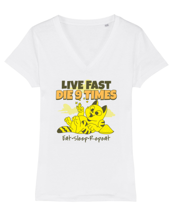 Cu pisici- funny cat, live fast, die 9 times White