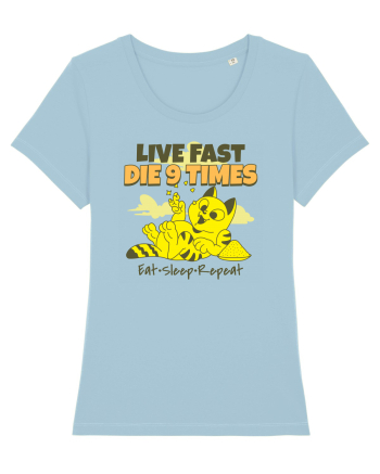 Cu pisici- funny cat, live fast, die 9 times Sky Blue