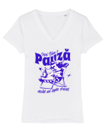 Cu vaca la mare - mai bine o pauza decât un lapte stricat Tricou mânecă scurtă guler V Damă Evoker