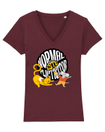 Cu pisici- normal este plictisitor  Tricou mânecă scurtă guler V Damă Evoker