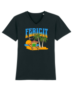 Fericire la mare  Tricou mânecă scurtă guler V Bărbat Presenter