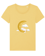 Pisică cu lună Tricou mânecă scurtă guler larg fitted Damă Expresser