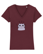 Surprised cat  Tricou mânecă scurtă guler V Damă Evoker
