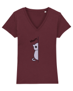 Pisicuță funny text Tricou mânecă scurtă guler V Damă Evoker