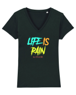 LIFE IS PAIN ...AU CHOCOLAT Tricou mânecă scurtă guler V Damă Evoker