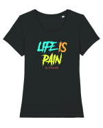 LIFE IS PAIN ...AU CHOCOLAT Tricou mânecă scurtă guler larg fitted Damă Expresser