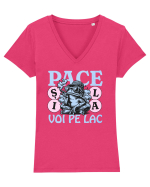 Pace pe lac Tricou mânecă scurtă guler V Damă Evoker