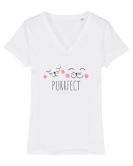 Cu pisici - purrfect Tricou mânecă scurtă guler V Damă Evoker