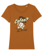De cafea  Tricou mânecă scurtă guler larg fitted Damă Expresser