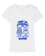 Prietenii skateboard monstri- cine se aseamănă se adună  Tricou mânecă scurtă guler V Damă Evoker