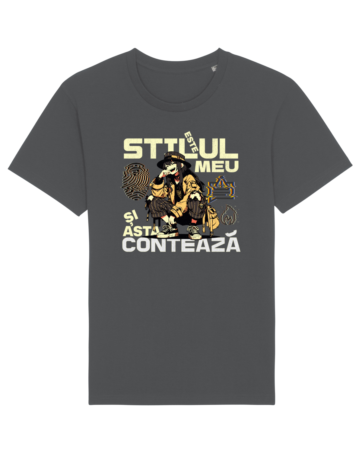 Tricou mânecă scurtă Unisex Rocker Anthracite