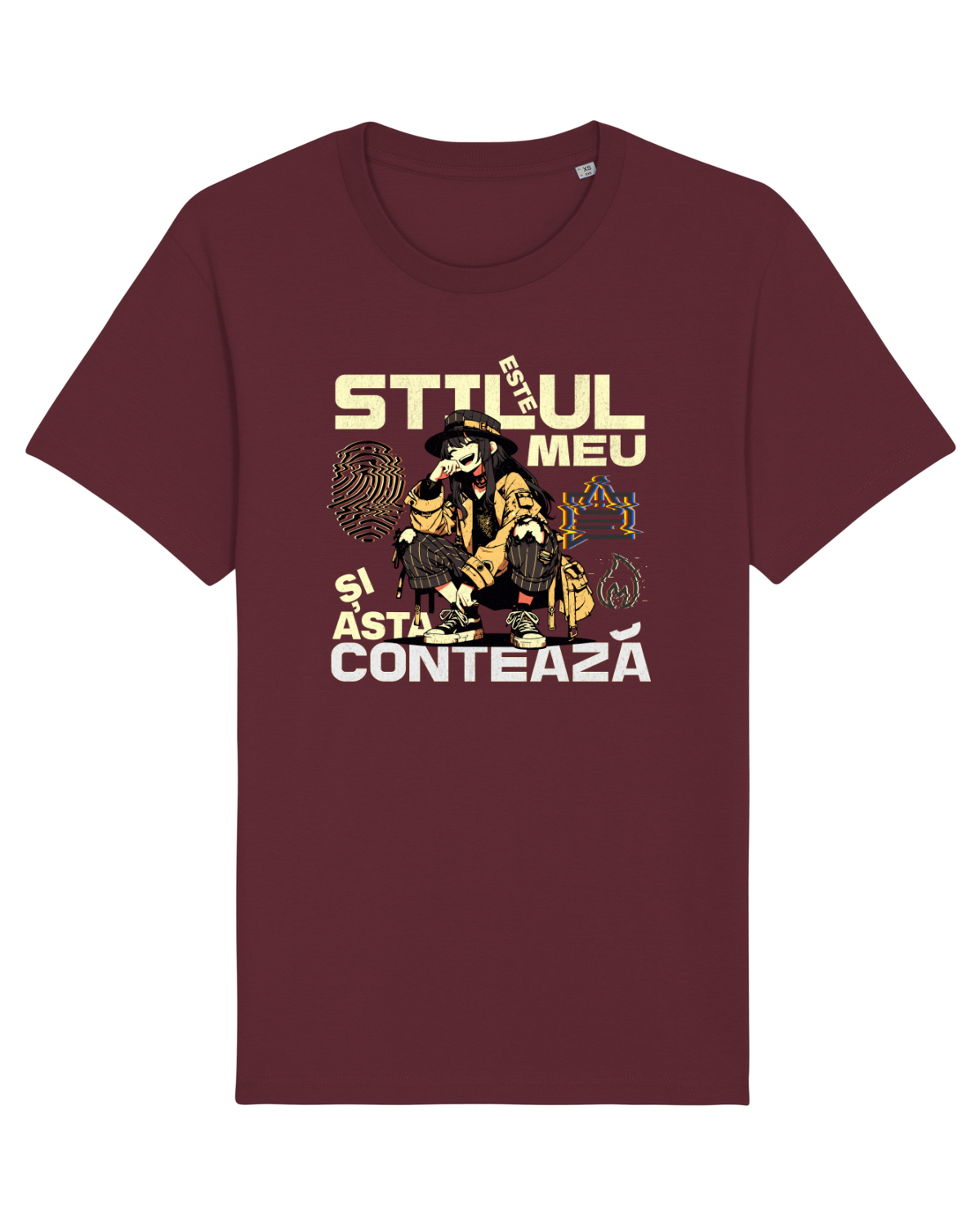 Tricou mânecă scurtă Unisex Rocker Burgundy