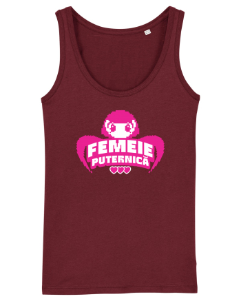 Pixel art Y2K Femeie puternica  Burgundy