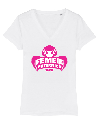 Pixel art Y2K Femeie puternica  White