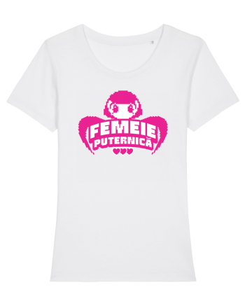 Pixel art Y2K Femeie puternica  White