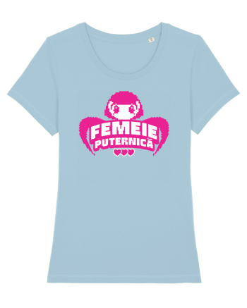 Pixel art Y2K Femeie puternica  Sky Blue