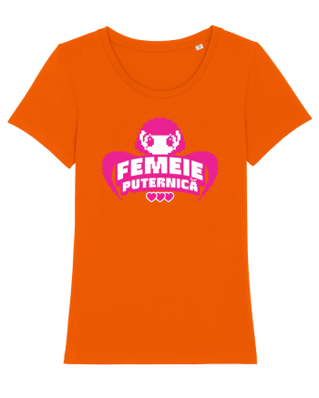 Pixel art Y2K Femeie puternica  Bright Orange