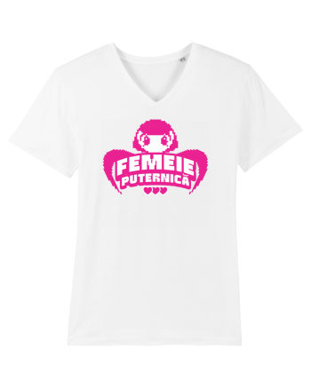 Pixel art Y2K Femeie puternica  White