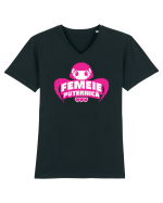 Pixel art Y2K Femeie puternica  Tricou mânecă scurtă guler V Bărbat Presenter