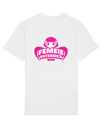 Pixel art Y2K Femeie puternica  White
