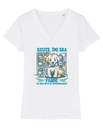Cu cateii- scuze îmi era foame și nici nu m-ai supravegheat Tricou mânecă scurtă guler V Damă Evoker