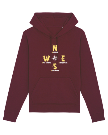BUSOLA -  COMPASS - NOWHERE EVERYWHERE SOMEWHERE WHO KNOWS Burgundy