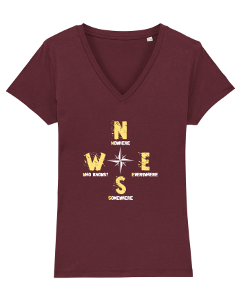 BUSOLA -  COMPASS - NOWHERE EVERYWHERE SOMEWHERE WHO KNOWS Burgundy