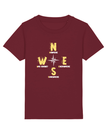 BUSOLA -  COMPASS - NOWHERE EVERYWHERE SOMEWHERE WHO KNOWS Burgundy