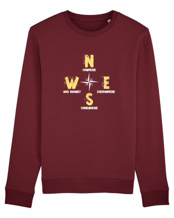 BUSOLA -  COMPASS - NOWHERE EVERYWHERE SOMEWHERE WHO KNOWS Burgundy