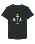 BUSOLA -  COMPASS - NOWHERE EVERYWHERE SOMEWHERE WHO KNOWS Tricou mânecă scurtă guler larg Bărbat Skater