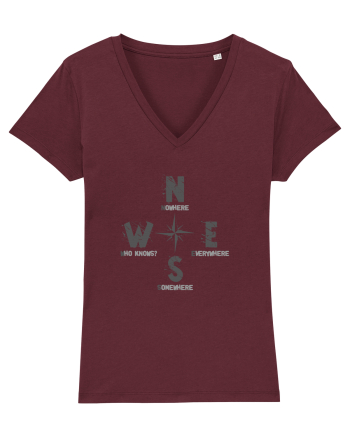 BUSOLA -  COMPASS - NOWHERE EVERYWHERE SOMEWHERE WHO KNOWS 2 Burgundy