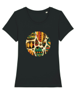 GEOMETRIC FLORAL - TRADITIONAL AFRICAN  Tricou mânecă scurtă guler larg fitted Damă Expresser