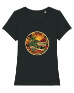 GEOMETRIC FLORAL NATURA - TRADITIONAL AFRICAN Tricou mânecă scurtă guler larg fitted Damă Expresser