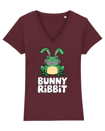 Bunny Ribbit Rabbit | Funny Frog Burgundy