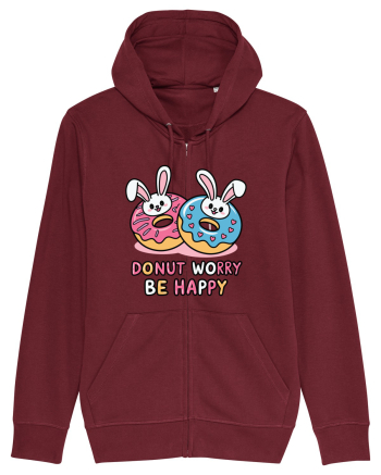 Donut Worry Be Happy | Funny Donut Puns Burgundy