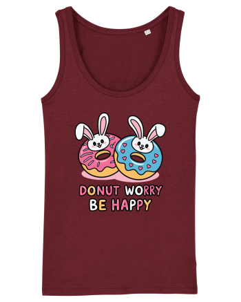 Donut Worry Be Happy | Funny Donut Puns Burgundy
