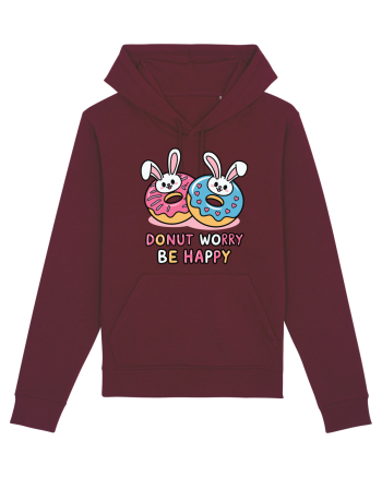 Donut Worry Be Happy | Funny Donut Puns Burgundy