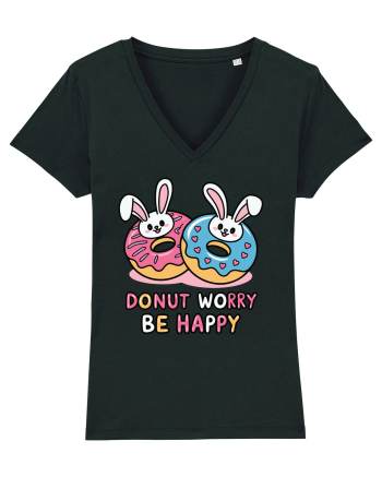 Donut Worry Be Happy | Funny Donut Puns Black