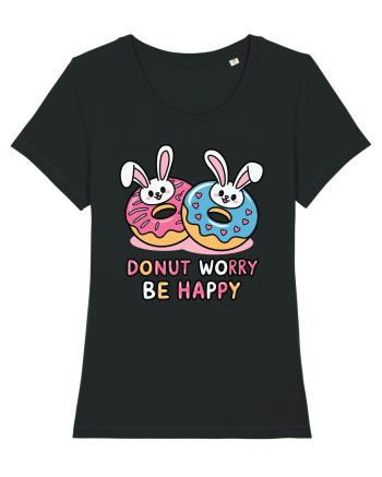Donut Worry Be Happy | Funny Donut Puns Black