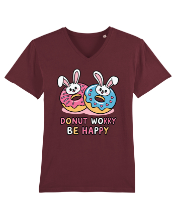 Donut Worry Be Happy | Funny Donut Puns Burgundy